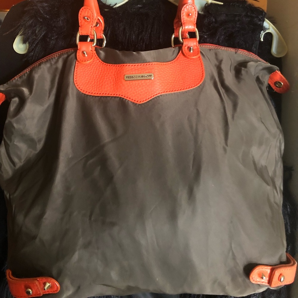 Shoulder bag studded/gold accents leather handles